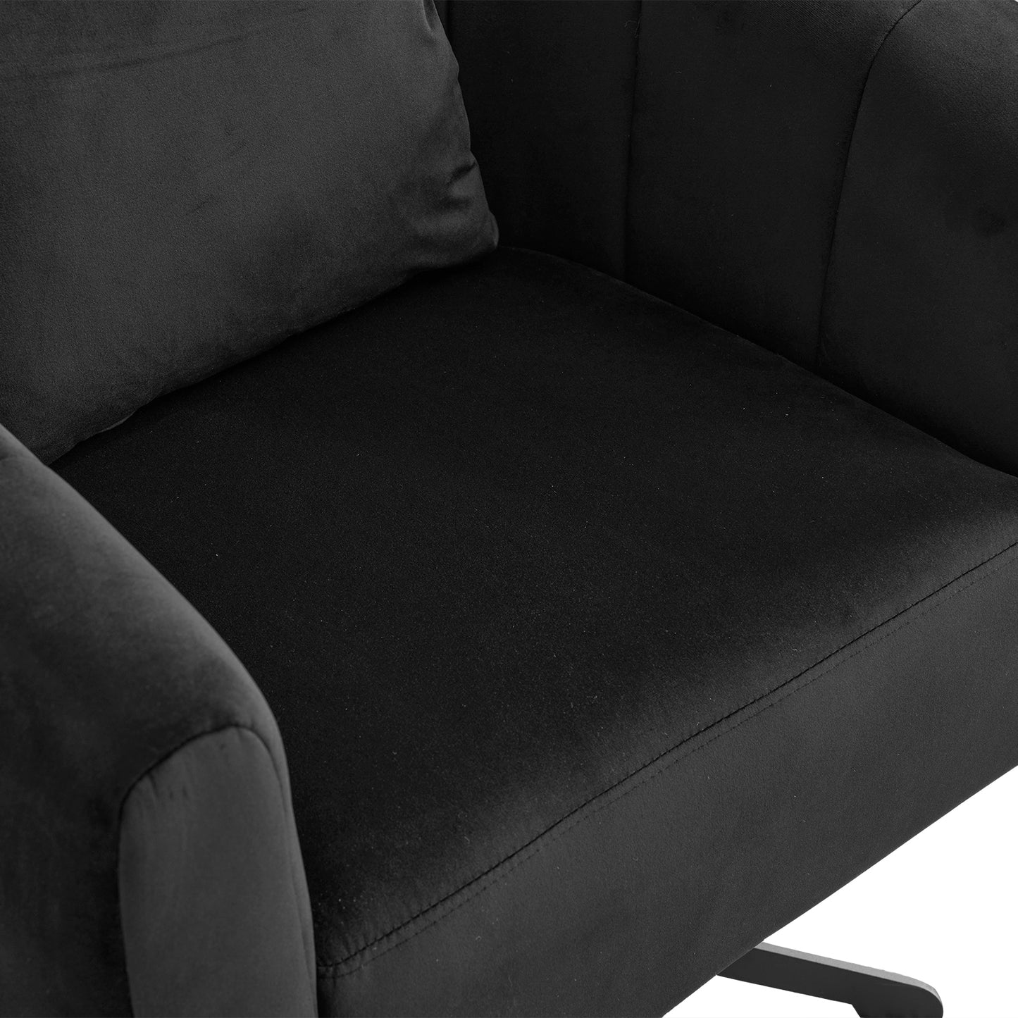 360° Swivel Velvet Accent Chair with Fluffy Cushion – Black
