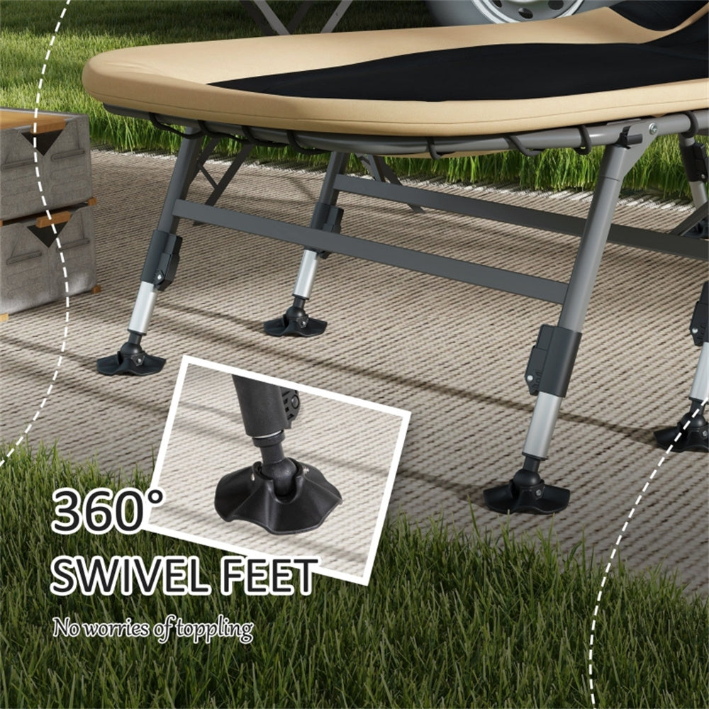 Adjustable Reclining Camping Cot with Pillow & 396 lbs Weight Capacity