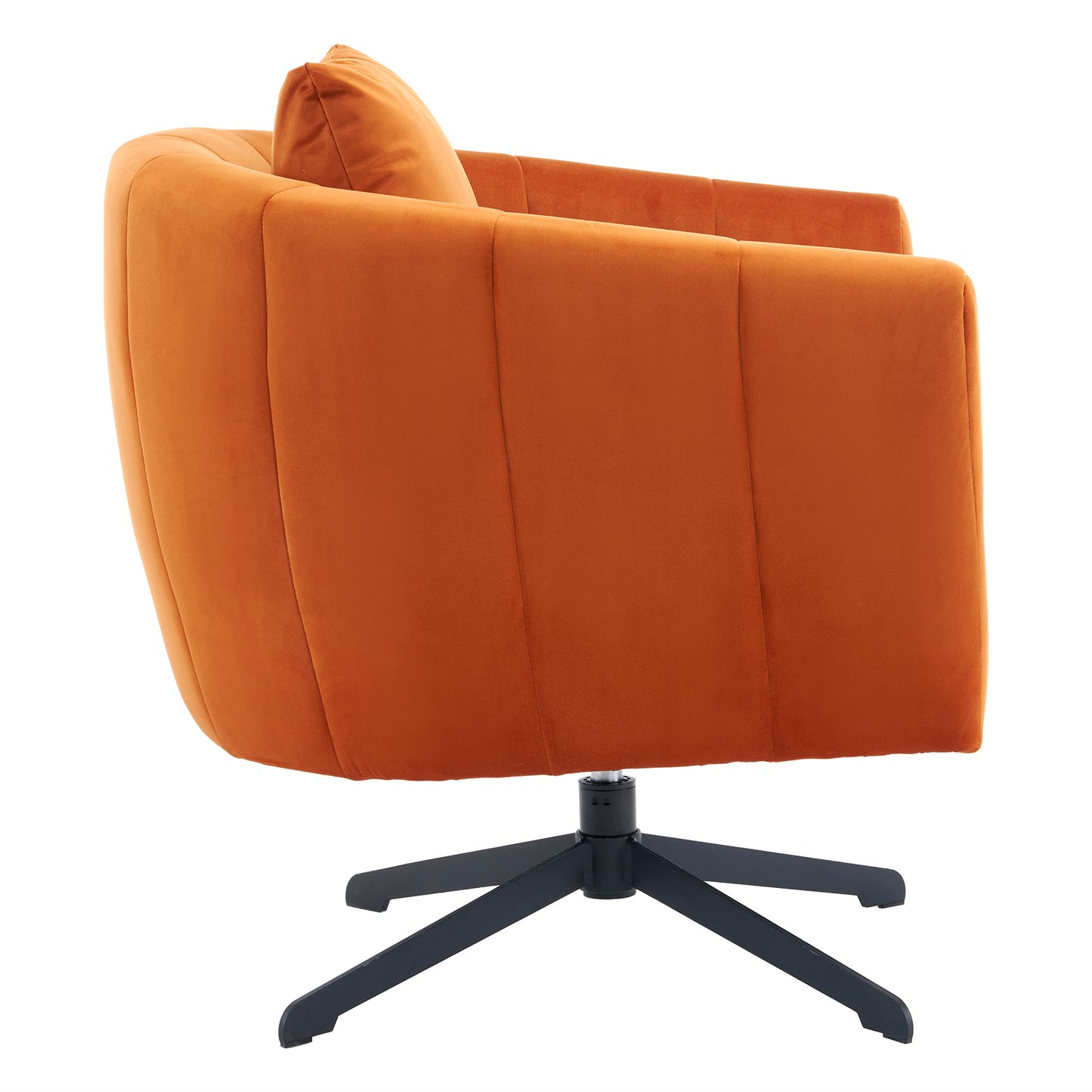 360° Swivel Velvet Accent Chair with Fluffy Cushion – Burnt Orange