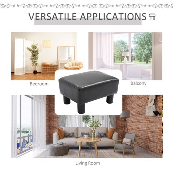 Black Faux Leather Foot Rest Ottoman – Chic, Lightweight & Durable