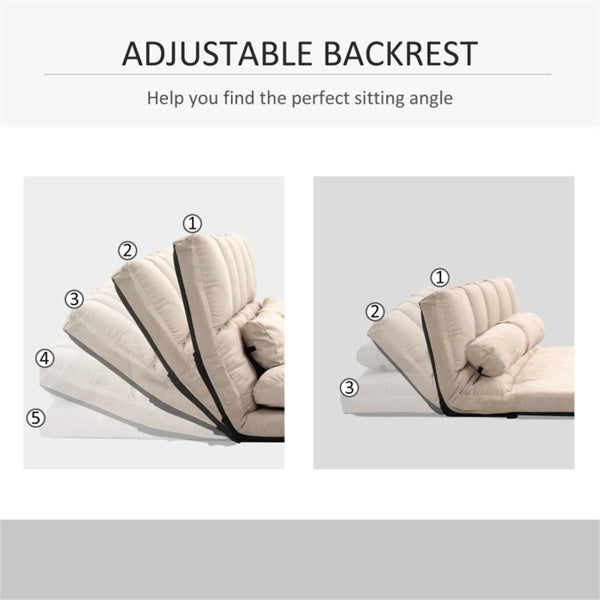 3-in-1 Adjustable Floor Sofa Bed with Backrest & Headrest – Beige