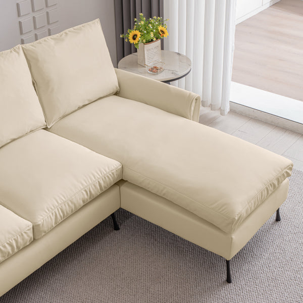 81" Modern L-Shaped Sofa with Reversible Chaise – Tech Leather Couch
