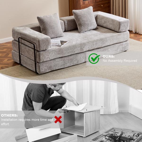 Convertible Corduroy Futon Sofa Bed – Foldable Floor Couch with Sponge Padding