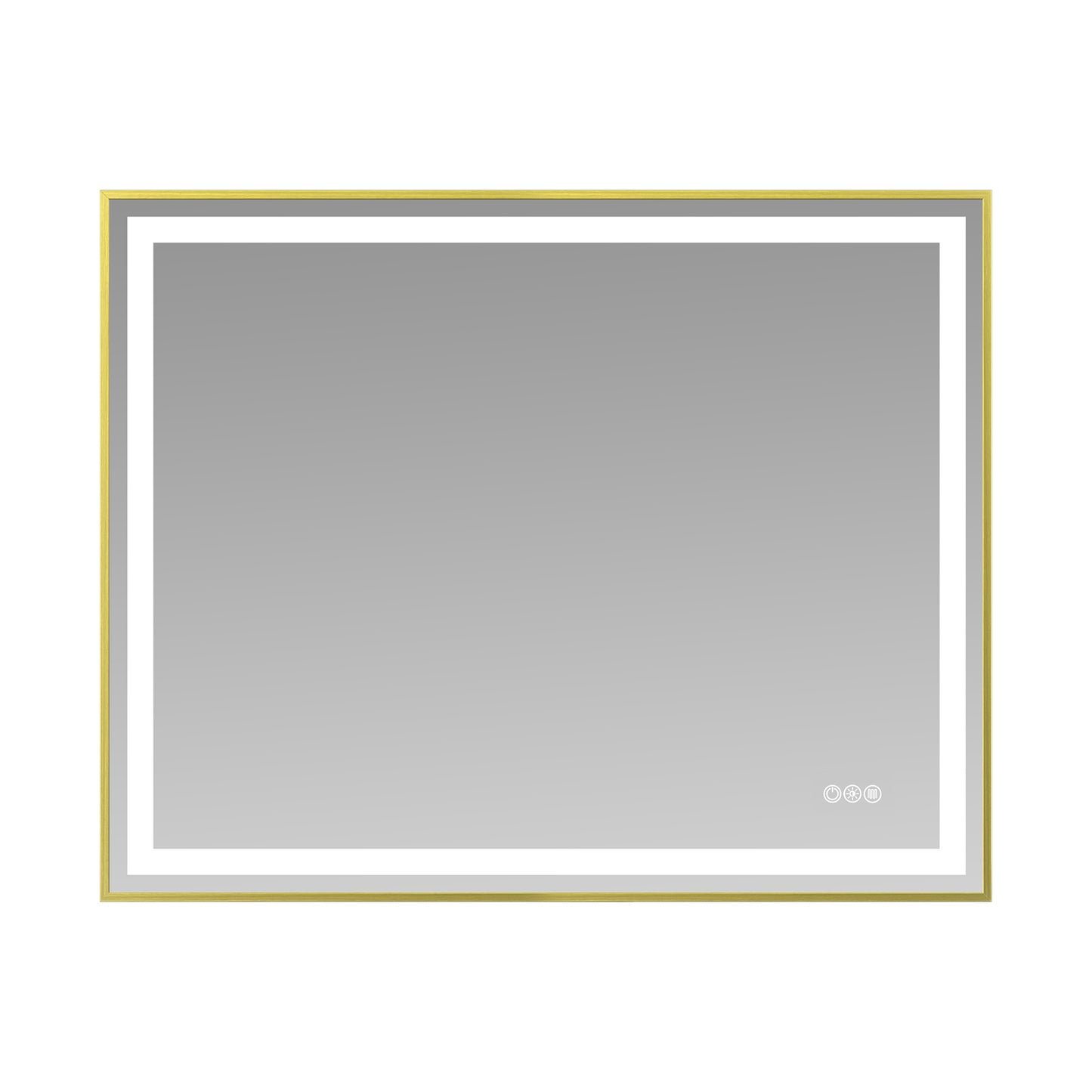40x32" Gold Framed LED Mirror with Dual Front & Back Light Strips