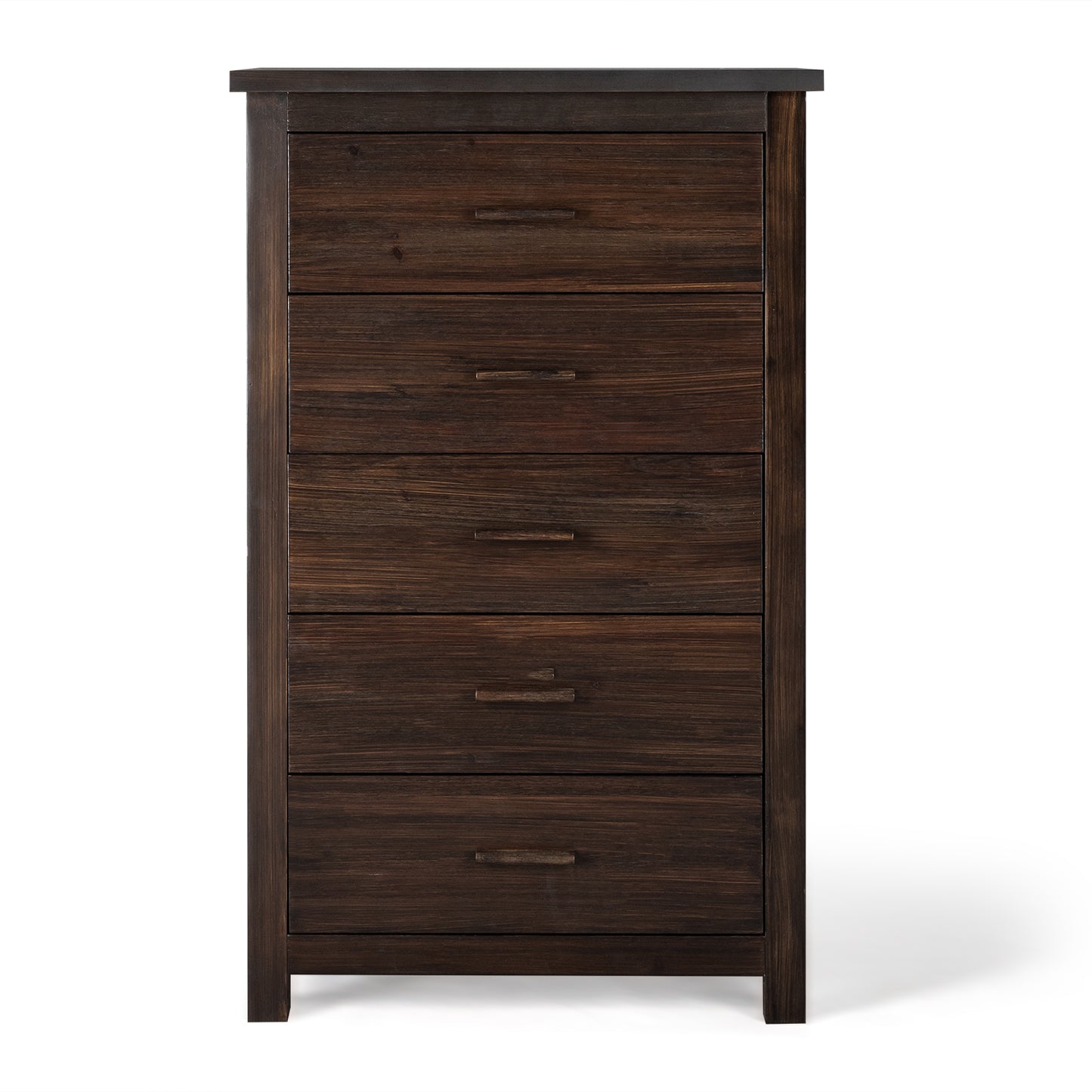 Vertical 5-Drawer Chest, Brown MDF with Wood Veneer, 73x40x120cm Storage Unit