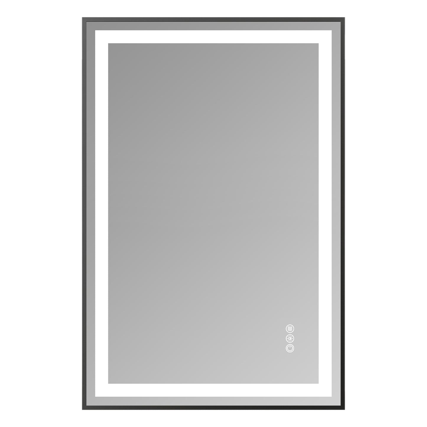 24x36" Black Framed LED Mirror with Dual Front & Back Light Strips