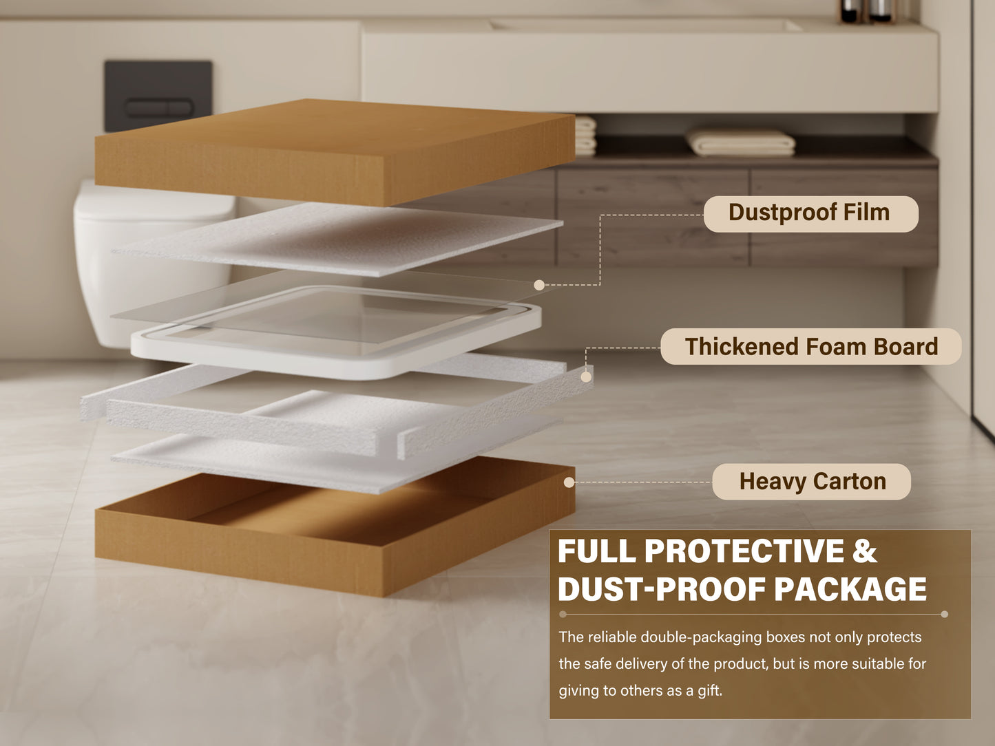 36x28" LED Bathroom Vanity Mirror, Dimmable, Anti-Fog, Wall Mount