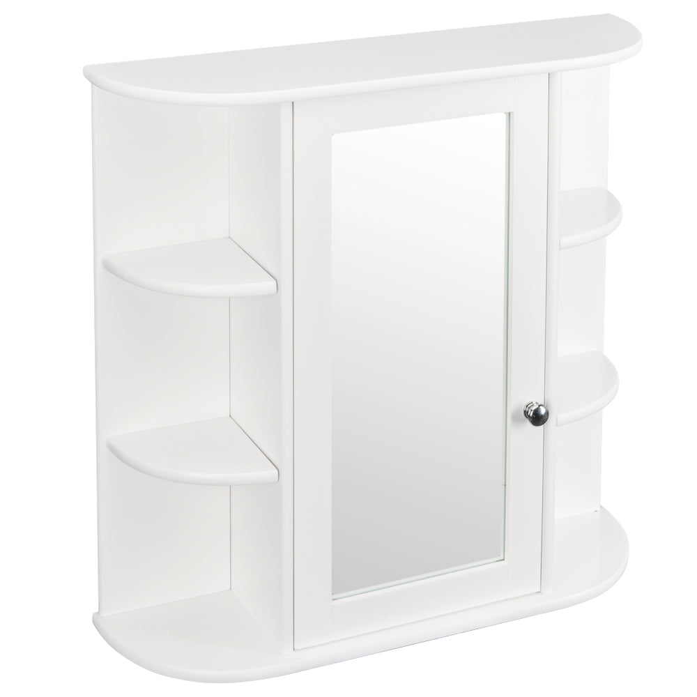 3-Tier Wall Mounted Bathroom Cabinet with Mirror Door, White Finish
