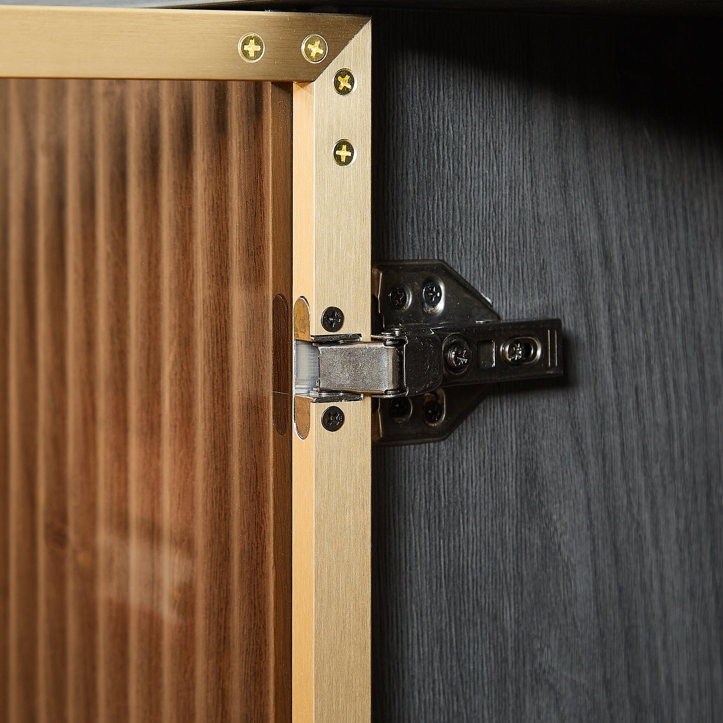 64" Wavy Black TV Cabinet with LED, Glass Doors & Storage for Living Room