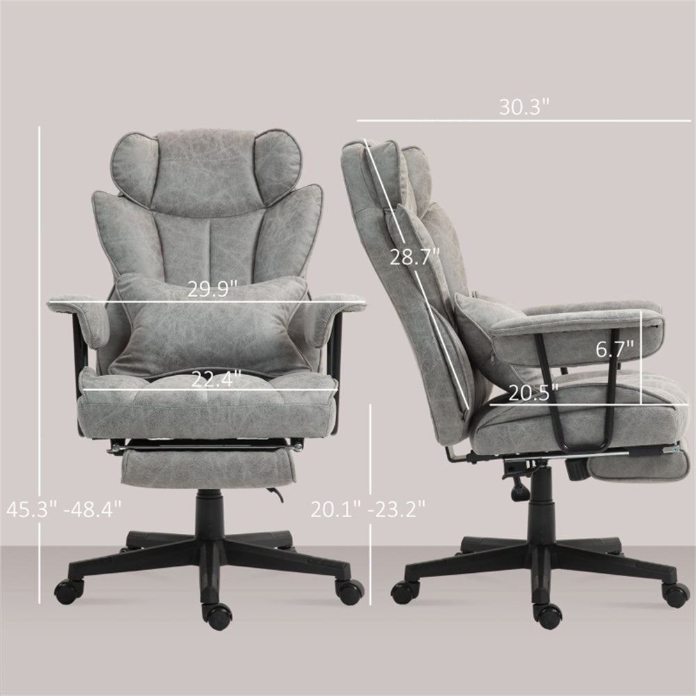 Gray Big & Tall Black Reclining Office Chair with Footrest – 396 lbs Capacity