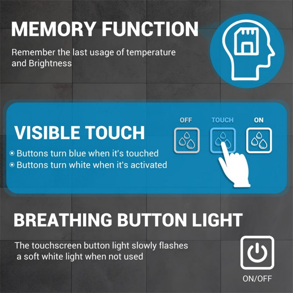 32" x 24" LED Bathroom Mirror with Defogger & Dimmable Backlight