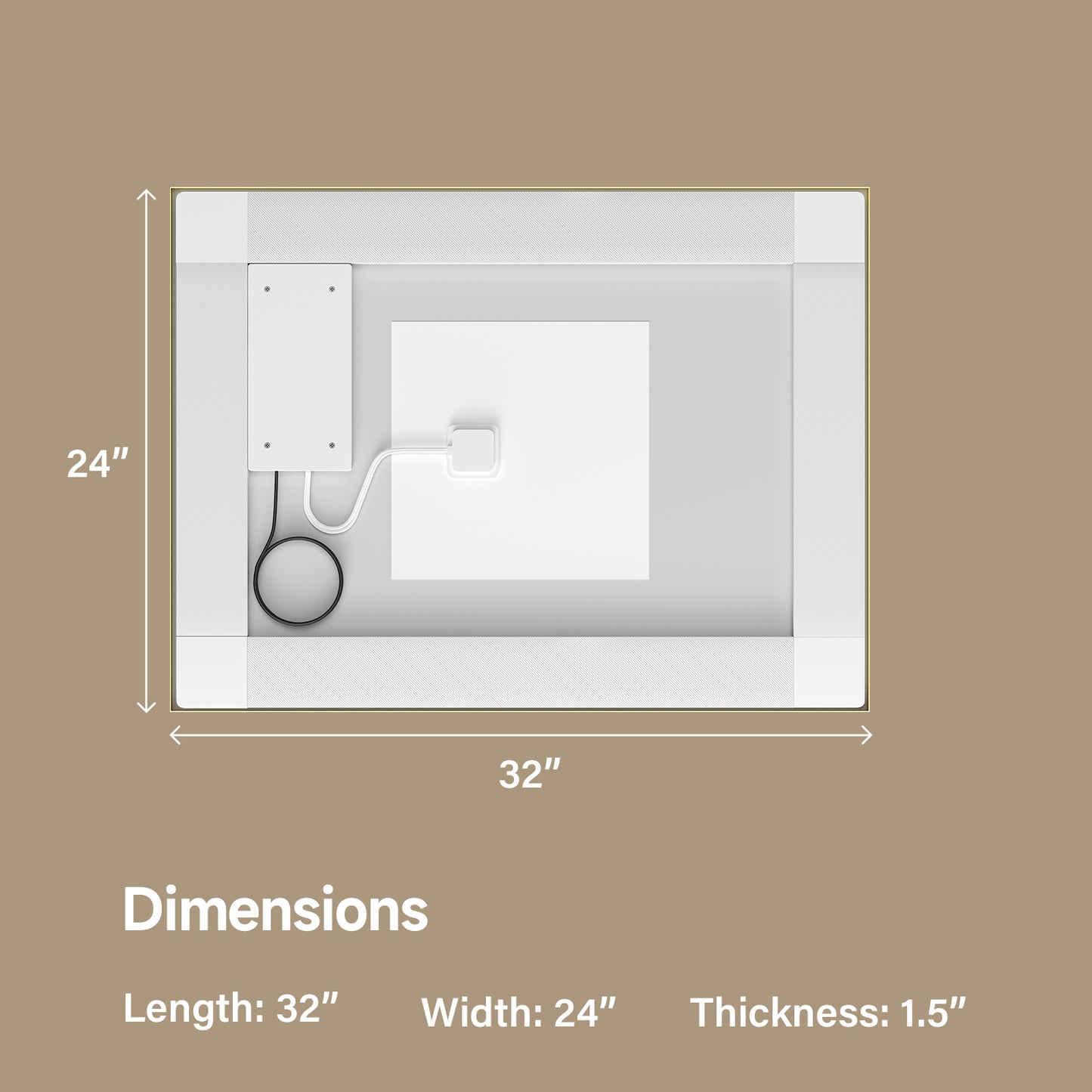 24x32" Gold Framed LED Mirror with Dual Front & Back Light Strips