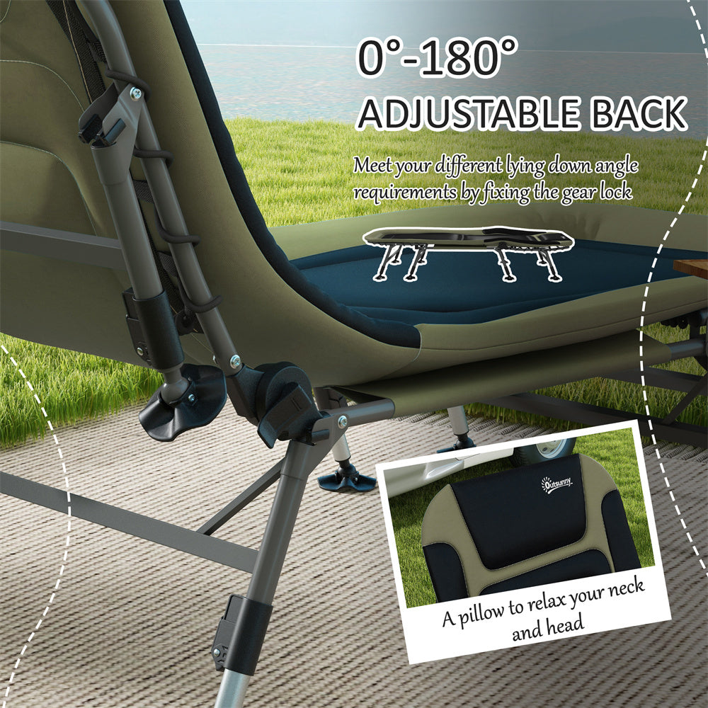 Adjustable Reclining Camping Cot with Pillow & 396 lbs Weight Capacity