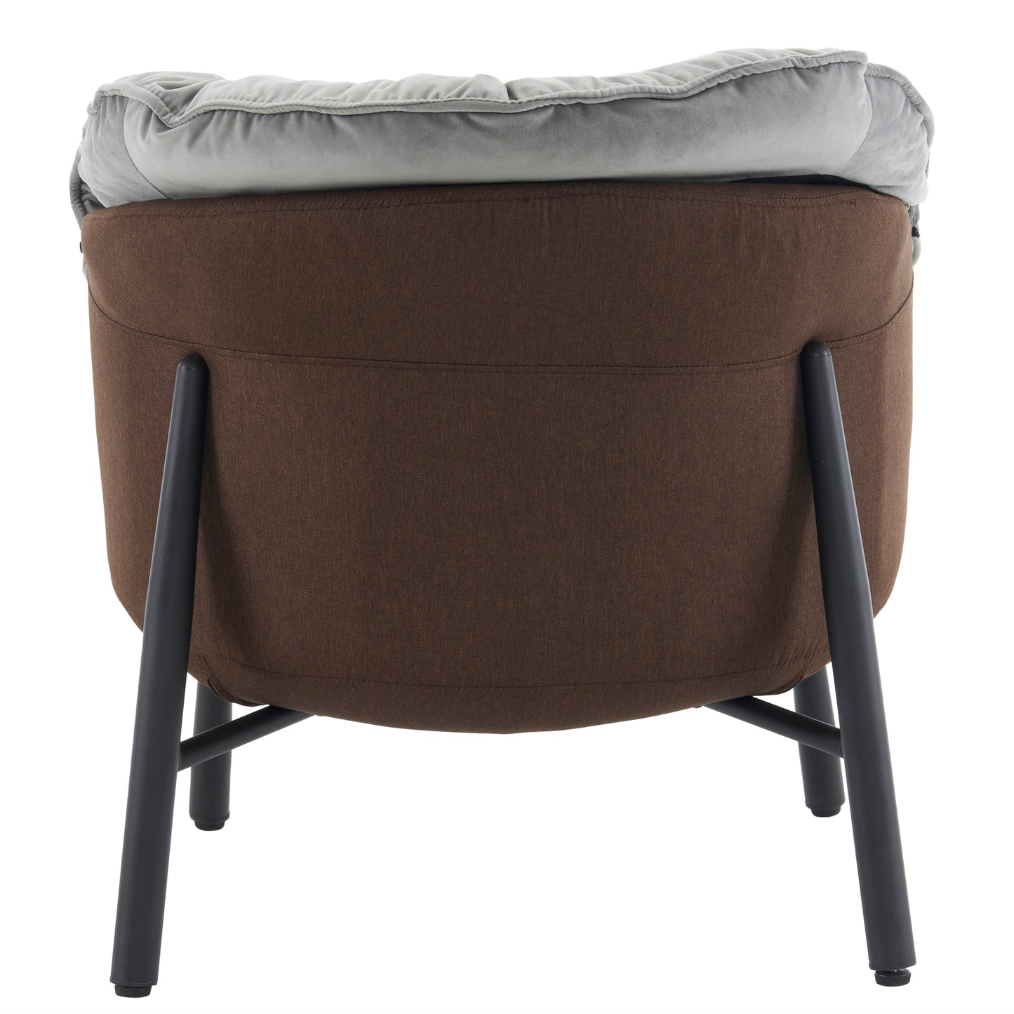 Modern Velvet Barrel Accent Chair with Metal Legs – Gray Armchair