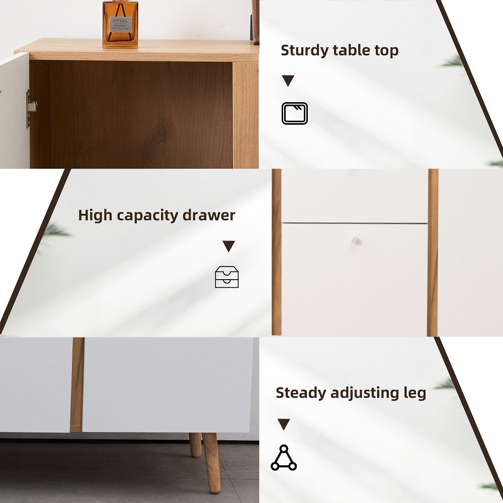 47" Sideboard Buffet Cabinet with 3 Drawers & 2 Doors, Adjustable Shelves