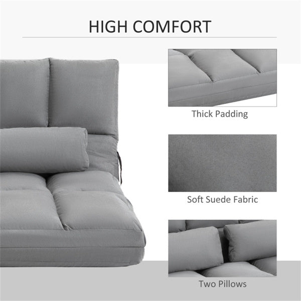 3-in-1 Adjustable Floor Sofa Bed with Backrest & Headrest – Light Gray