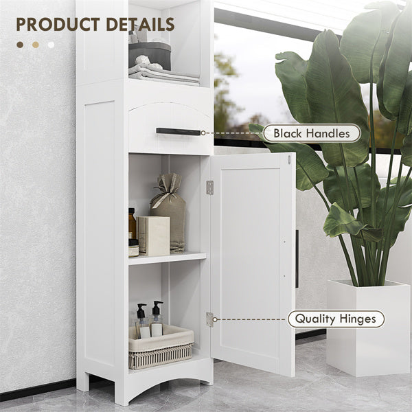 Bathroom Cabinet with 3 Open Storage Compartments, White