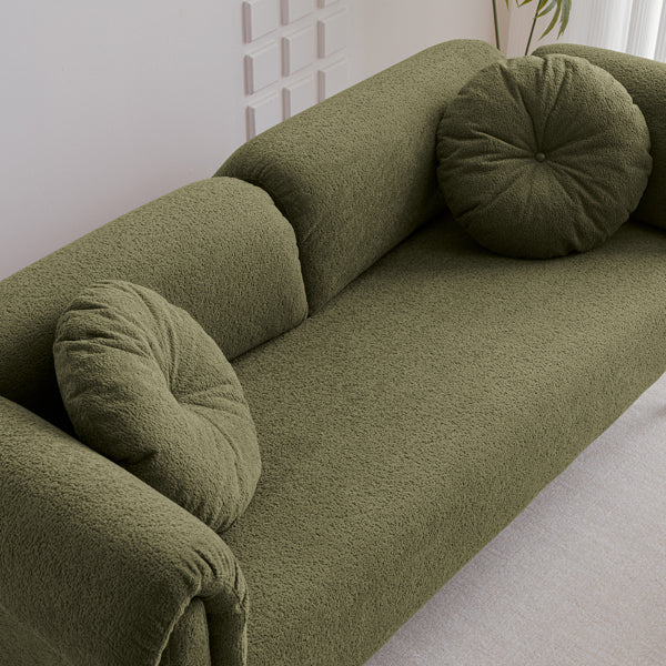68.5" Modern Lamb Wool Sofa with Pillows for Small Living Spaces