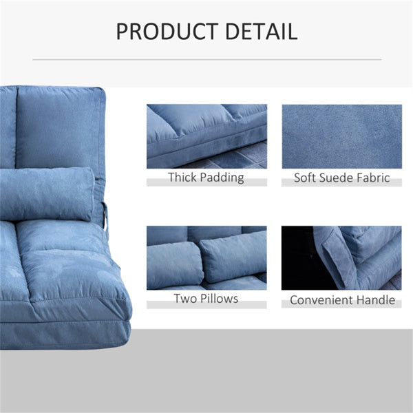 3-in-1 Adjustable Floor Sofa Bed with Backrest & Headrest – Blue