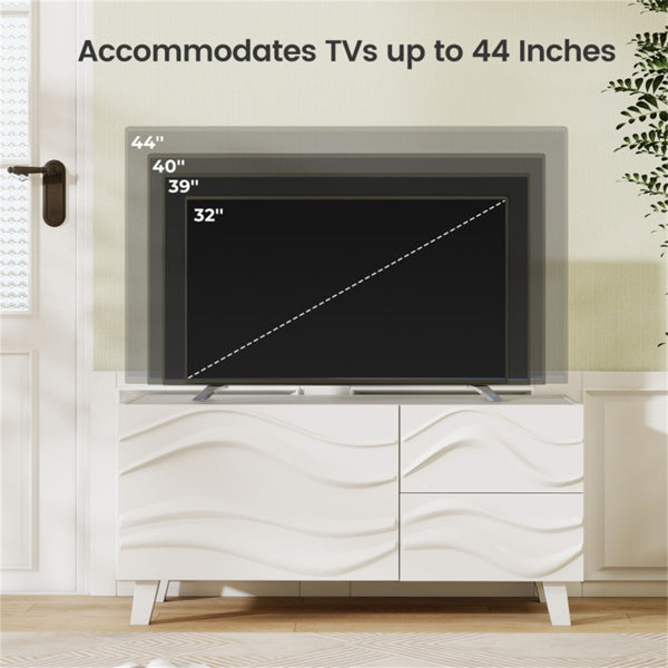38" White TV Cabinet with Drawers – Stylish Media Console & Storage Stand