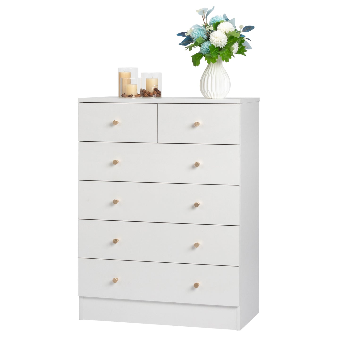 Modern White 6-Drawer Dresser – Minimalist Storage Cabinet for Bedroom or Living Room