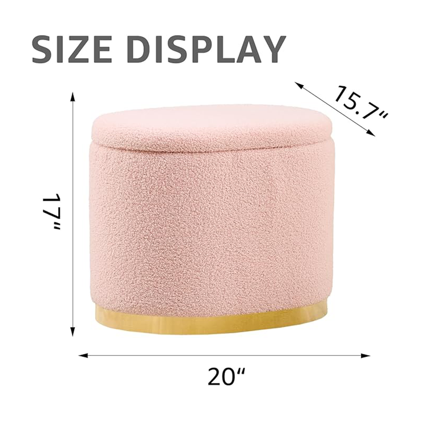 Round Storage Ottoman with Flip-Top Lid – Pink Upholstered Stool