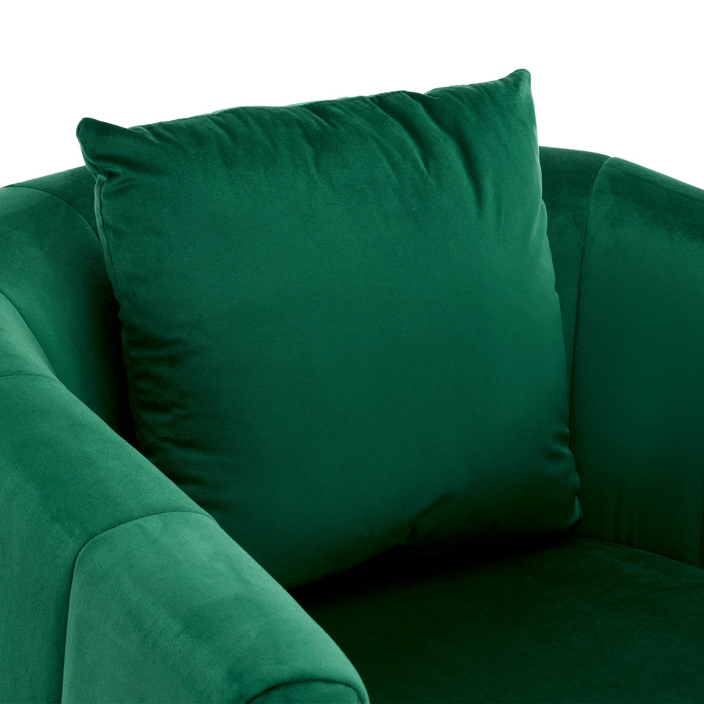 360° Swivel Velvet Accent Chair with Fluffy Cushion – Green