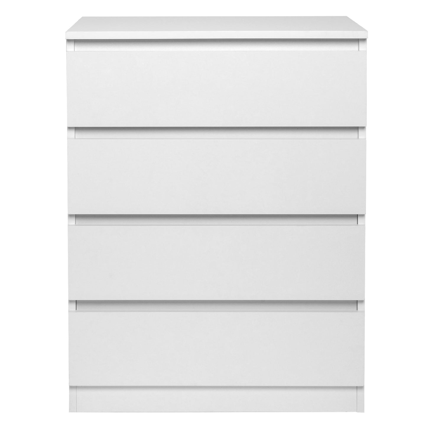 White Wood 4-Drawer Dresser – Compact Storage Cabinet for Bedroom or Living Room