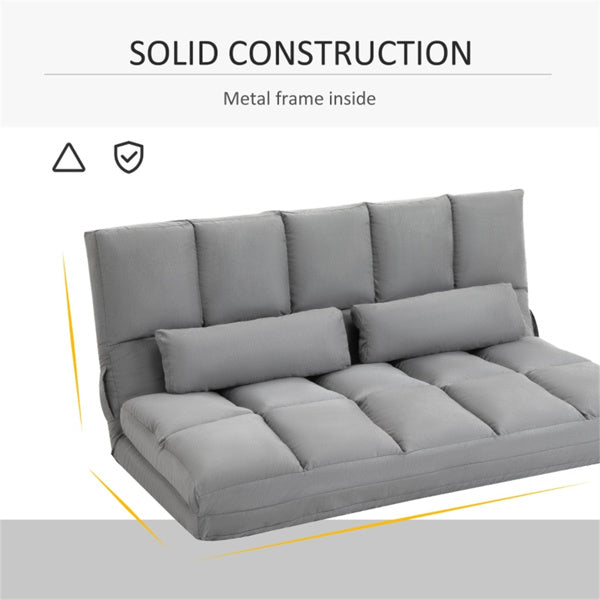 3-in-1 Adjustable Floor Sofa Bed with Backrest & Headrest – Light Gray