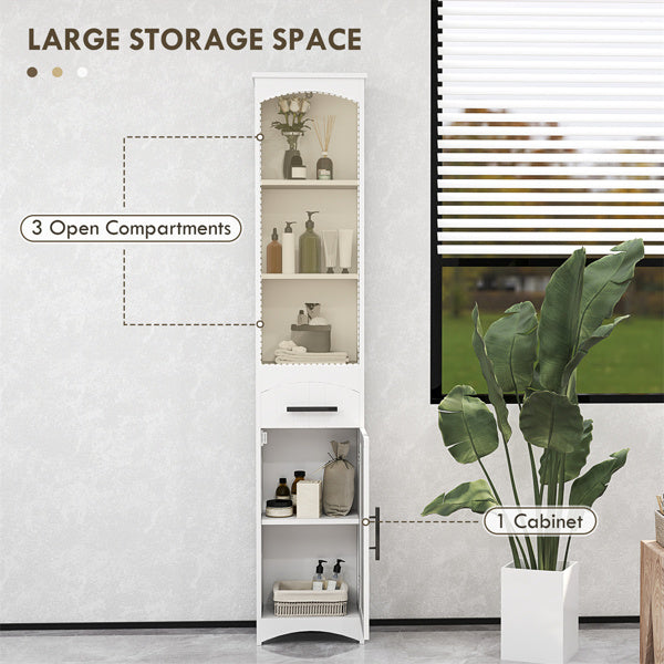 Bathroom Cabinet with 3 Open Storage Compartments, White