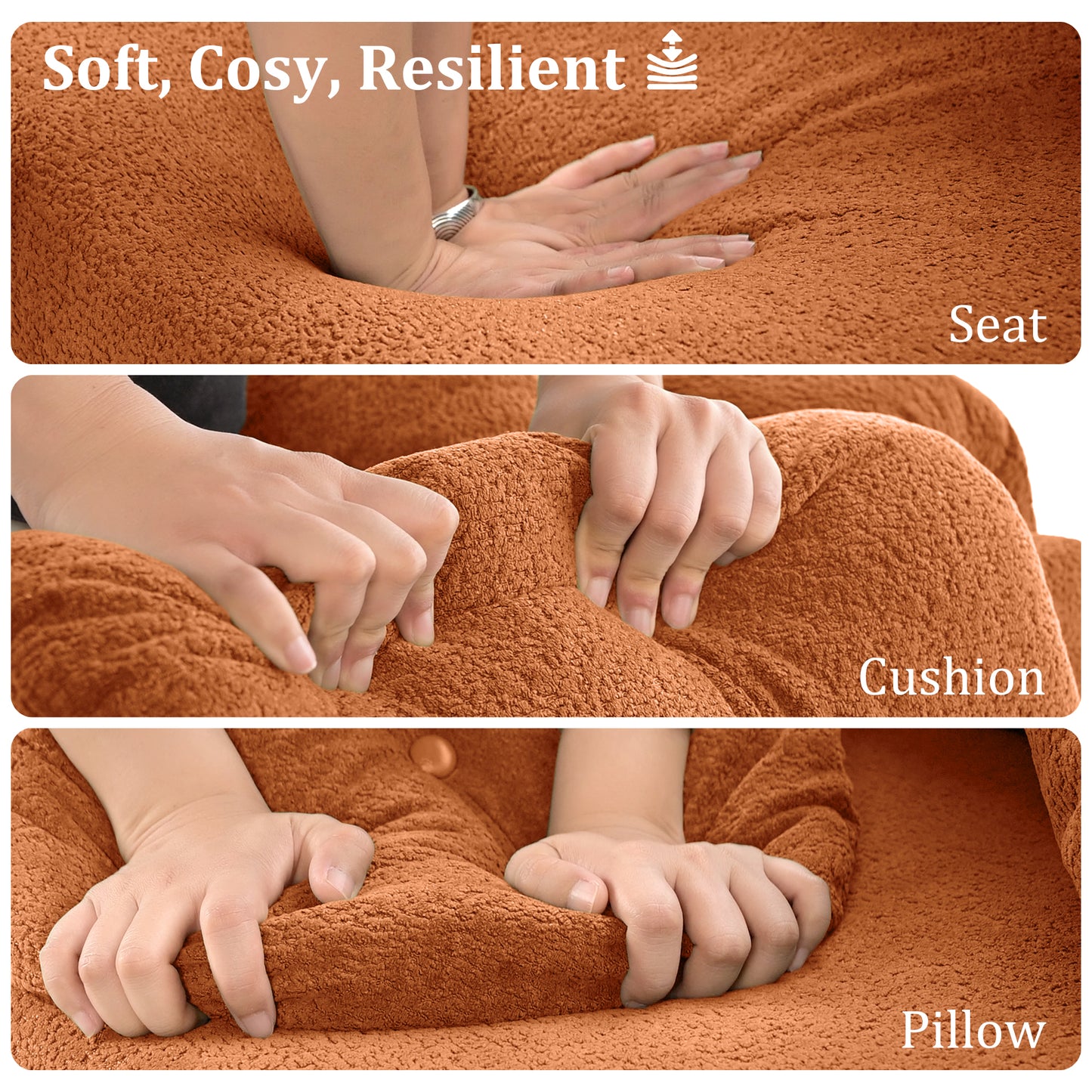 68.5" Modern Lamb Wool Sofa with Pillows for Small Living Spaces