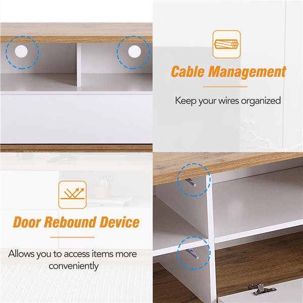 Modern TV Stand for 80'' TVs, Media Console with Storage & Rebound Doors