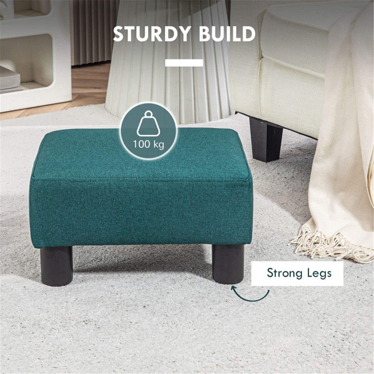 Linen Fabric Foot Rest Ottoman – Compact, Lightweight & Stylish