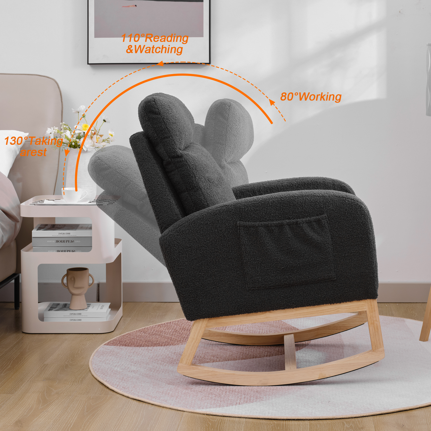 Modern High-Back Accent Rocking Chair – Nursery & Lounge Comfort
