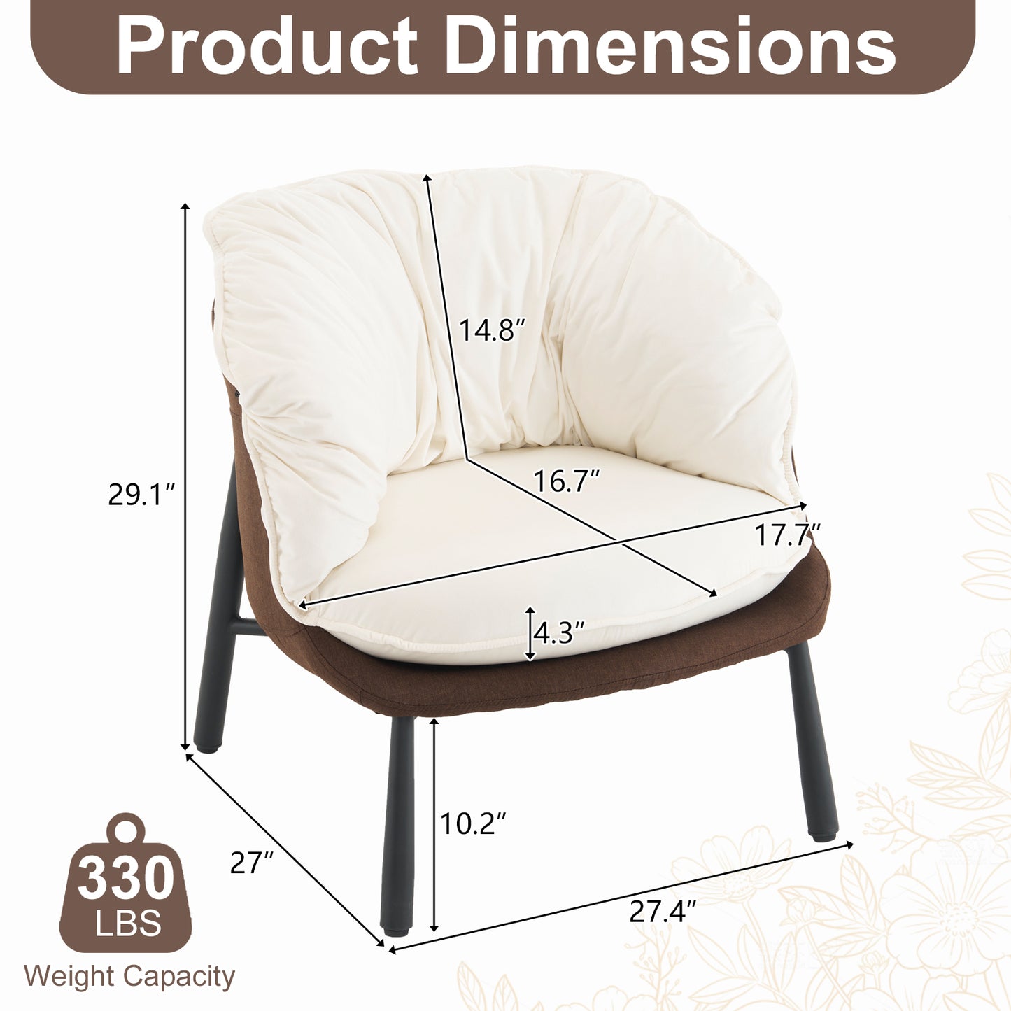 Modern Velvet Barrel Accent Chair with Metal Legs – Off-White Armchair