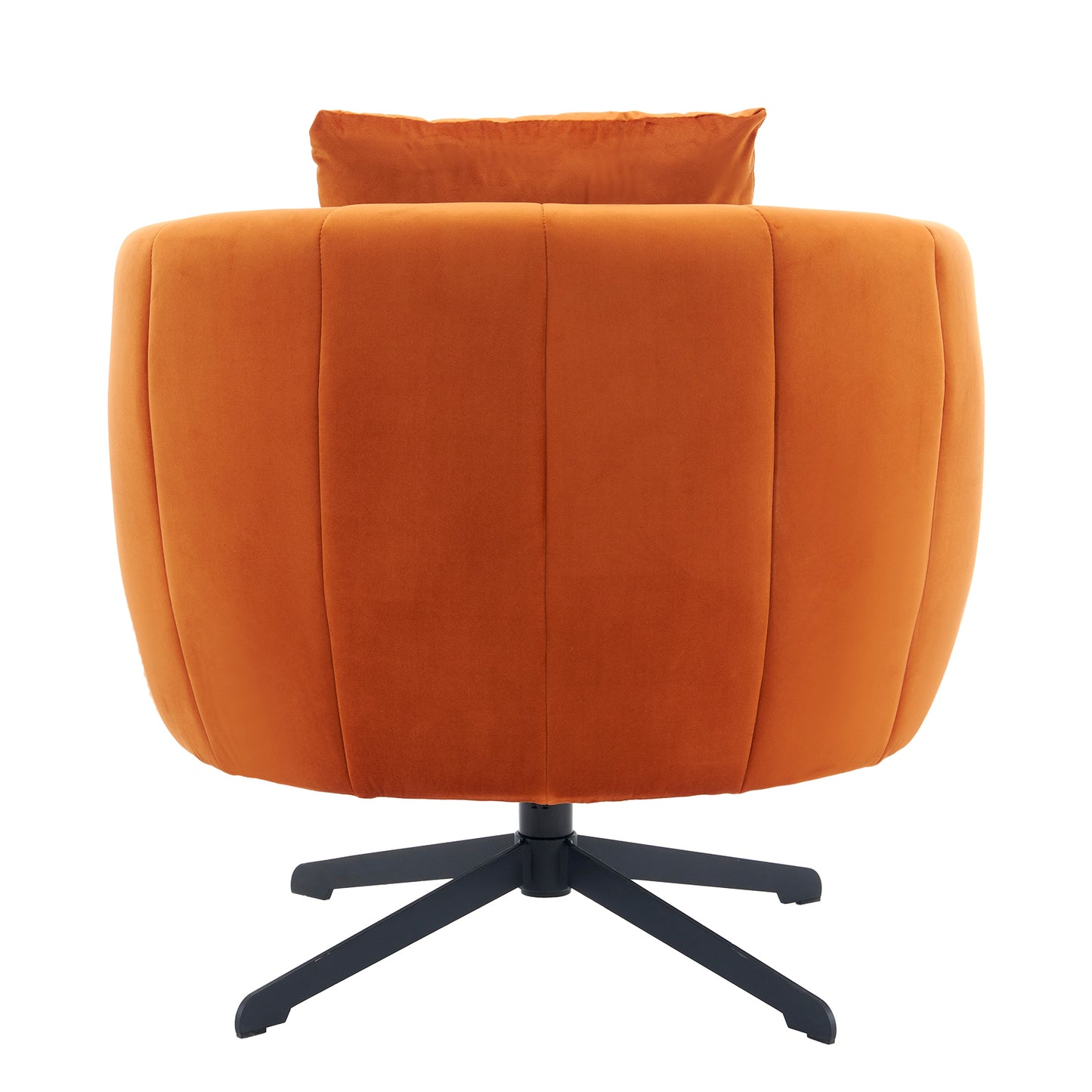 360° Swivel Velvet Accent Chair with Fluffy Cushion – Burnt Orange
