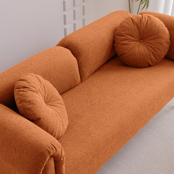 68.5" Modern Lamb Wool Sofa with Pillows for Small Living Spaces