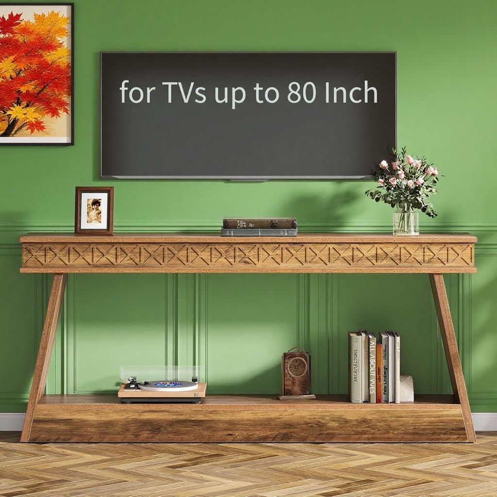 Rustic Brown 2-Tier Long Console Table – Farmhouse Style Entryway & Sofa Table