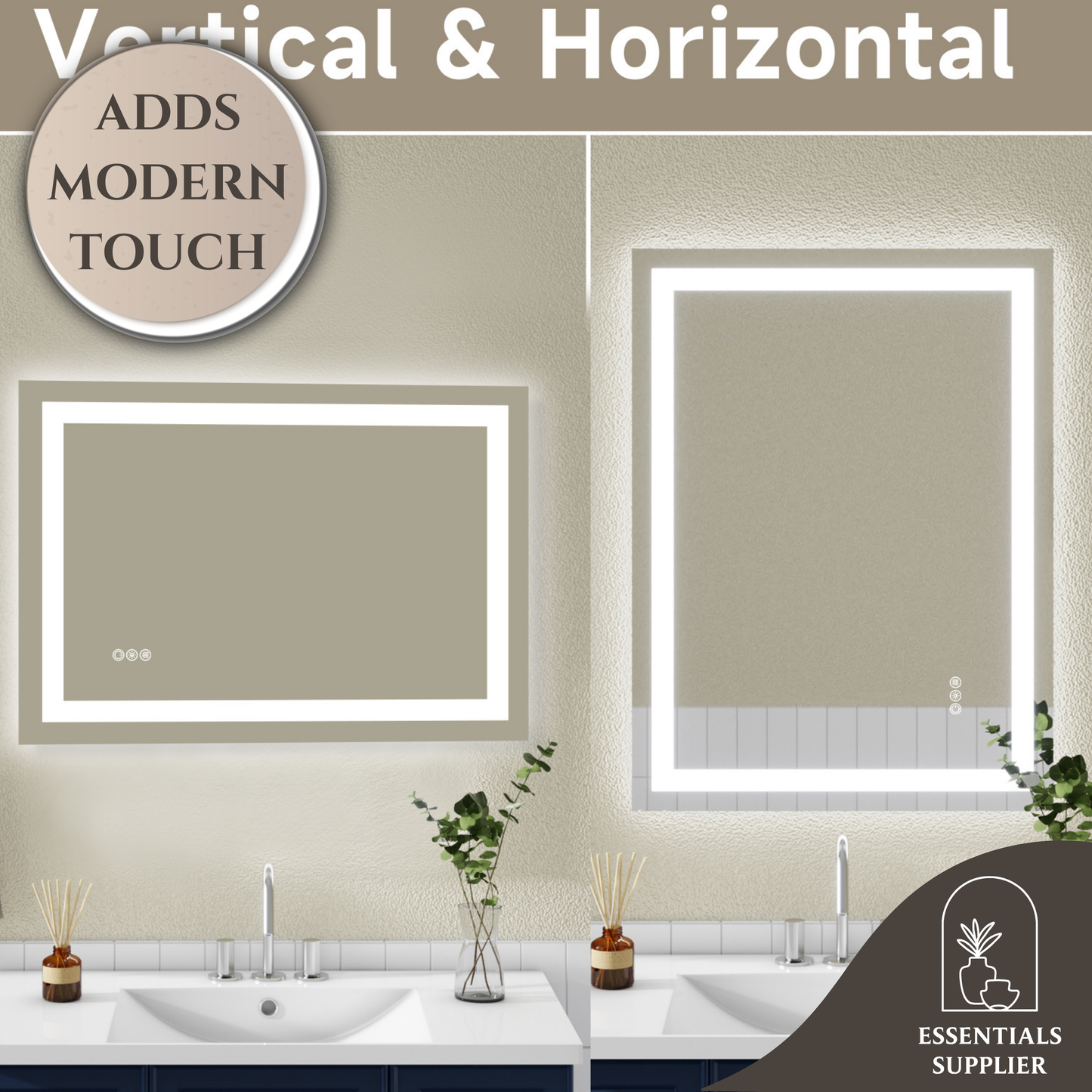 24x32" Dual LED Light Frameless Mirror – Front & Back Lighting