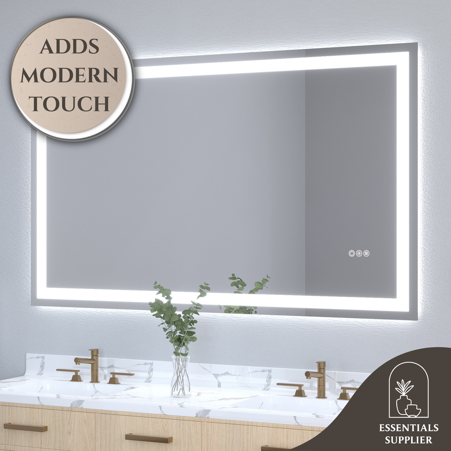 60x36" Dual LED Light Frameless Mirror – Front & Back Lighting
