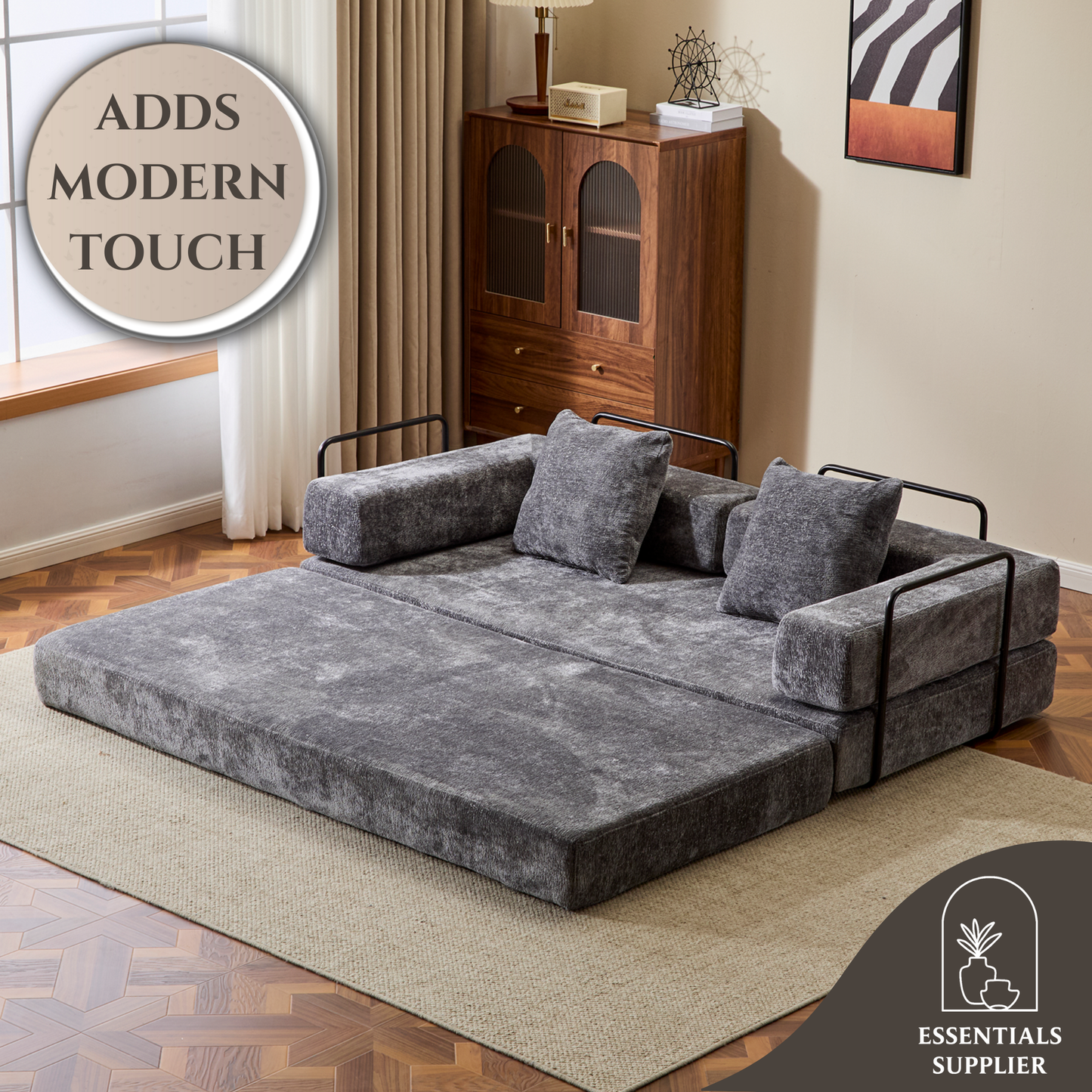 Convertible Corduroy Futon Sofa Bed – Foldable Floor Couch with Sponge Padding