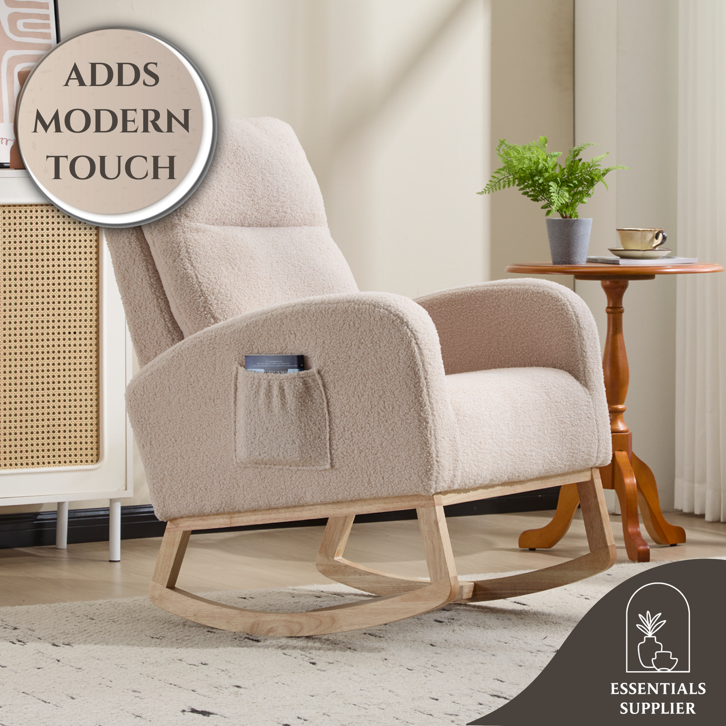 Modern High-Back Accent Rocking Chair – Nursery & Lounge Comfort
