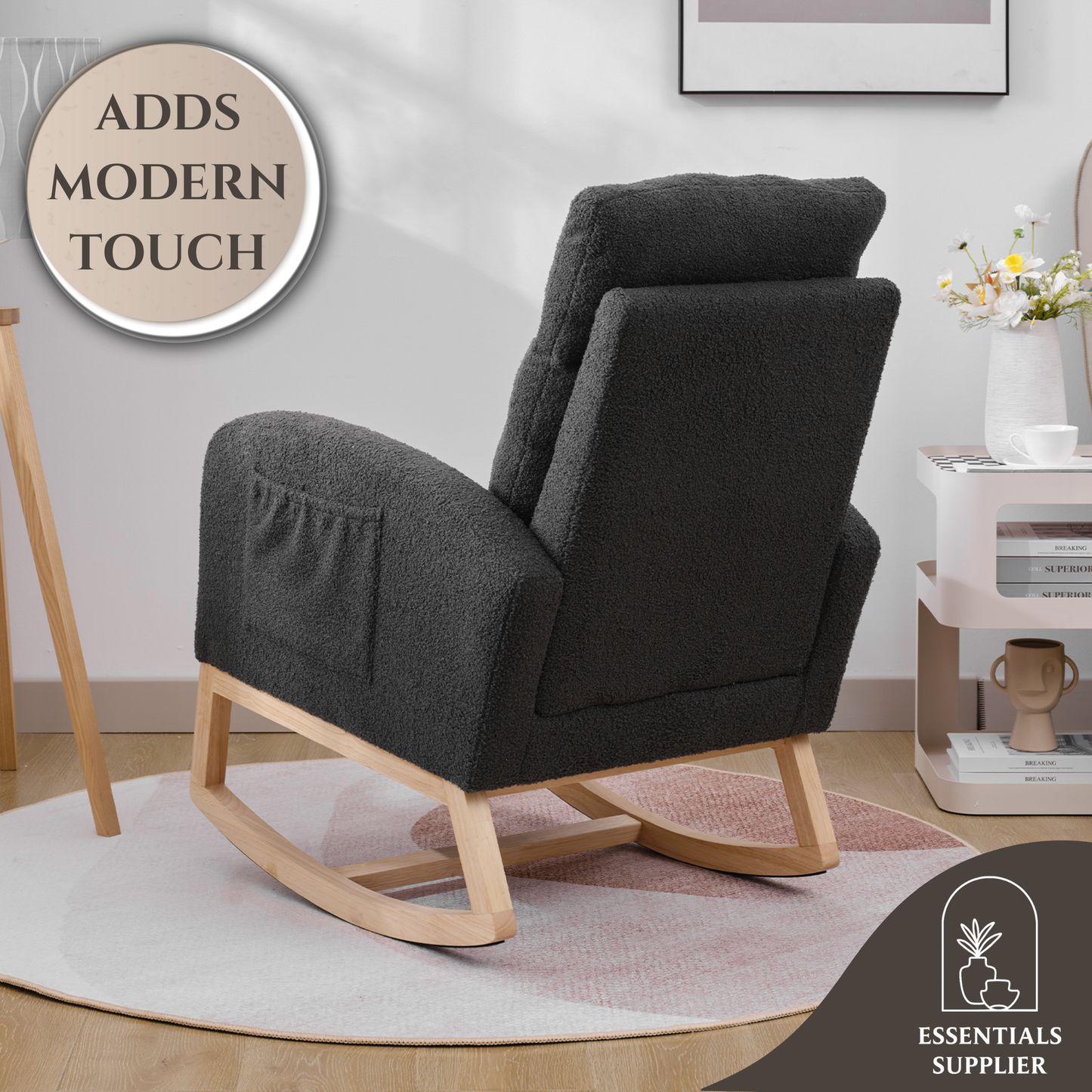 Modern High-Back Accent Rocking Chair – Nursery & Lounge Comfort