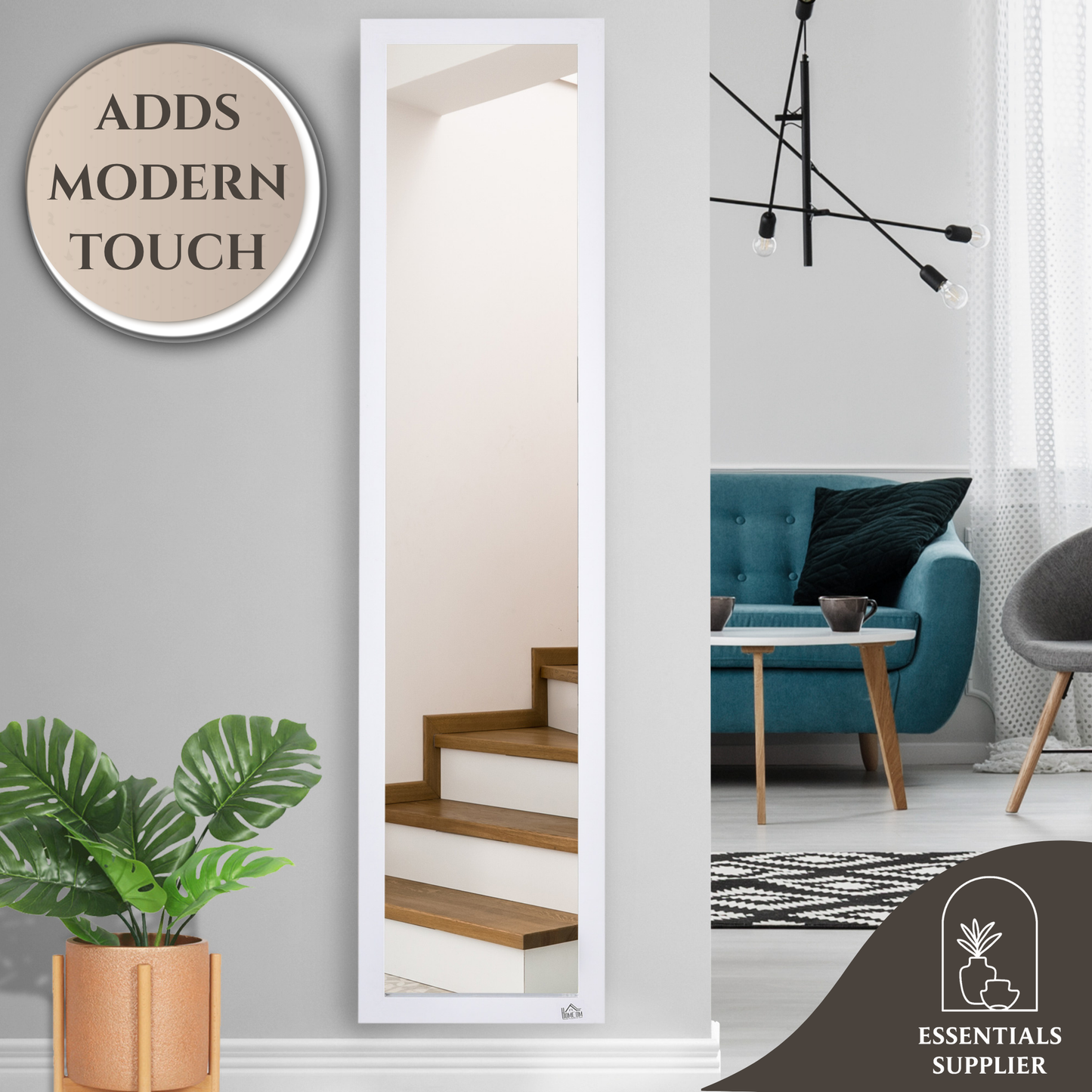 White Freestanding or Wall-Mounted Dressing Mirror – Modern & Space-Saving