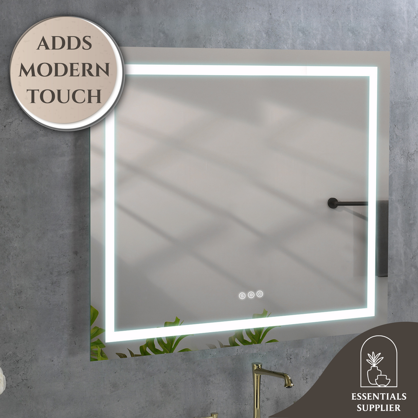 36x36" LED Bathroom Mirror with Frontlit & Backlit, Anti-Fog, Dimmable, 3 Colors