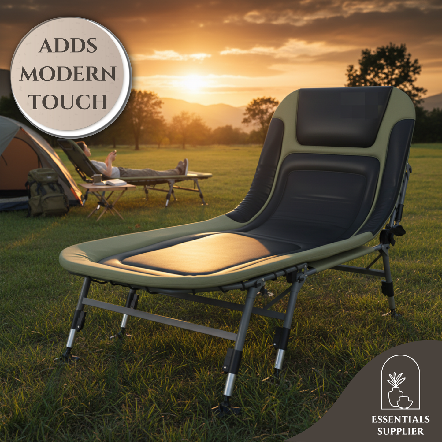 Adjustable Reclining Camping Cot with Pillow & 396 lbs Weight Capacity