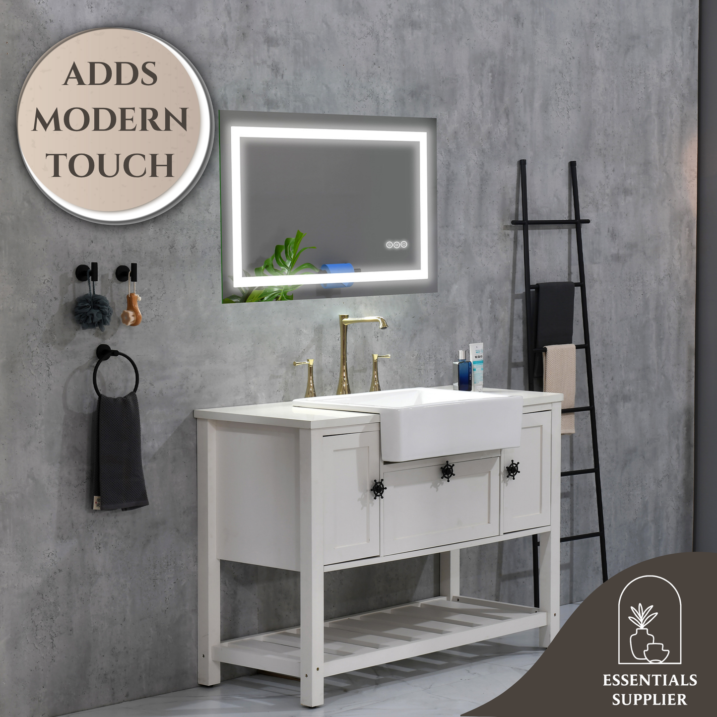 40x28" LED Bathroom Mirror with Frontlit & Backlit, Anti-Fog, Dimmable, 3 Colors