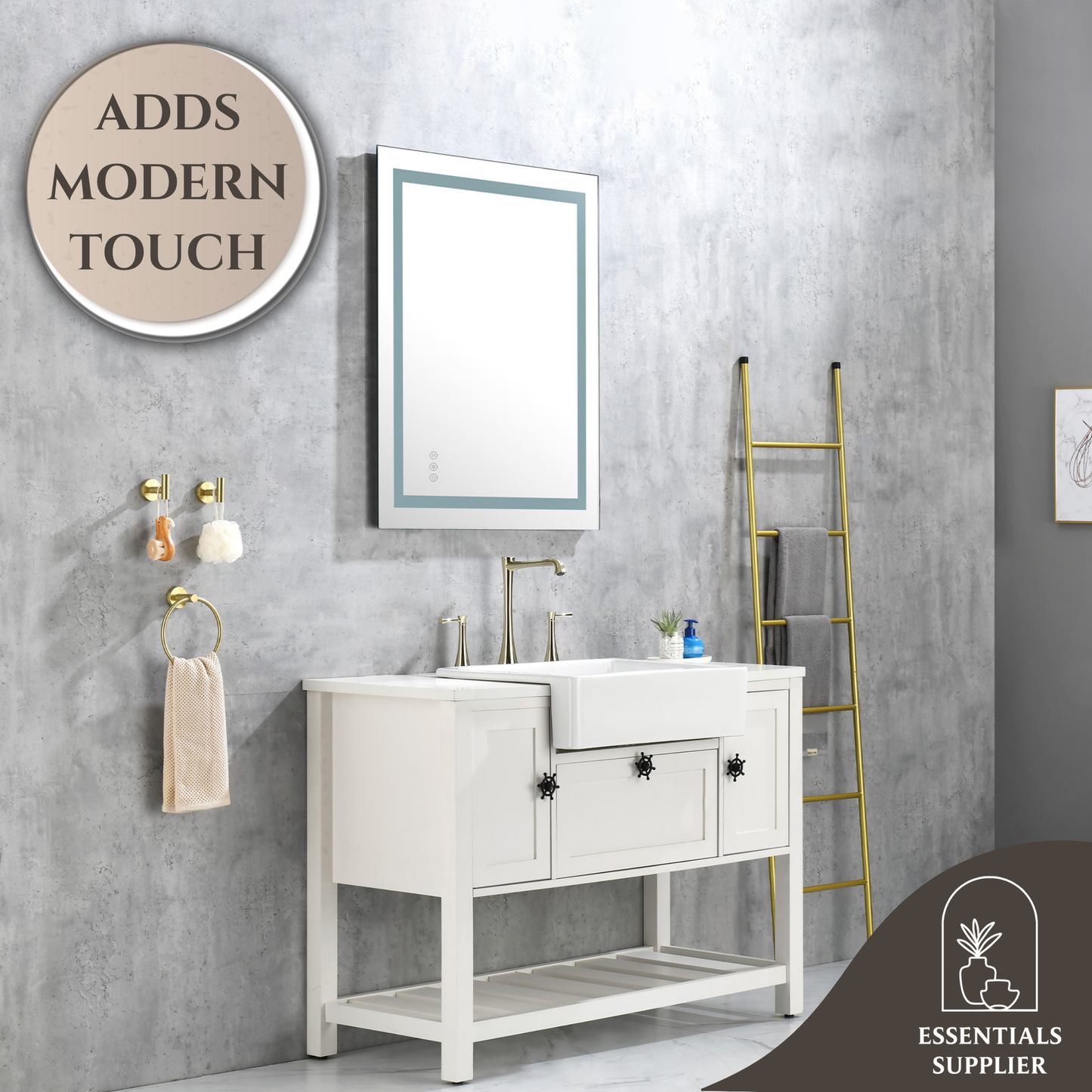 40x30" LED Bathroom Mirror with Frontlit & Backlit, Anti-Fog, Dimmable, 3 Colors
