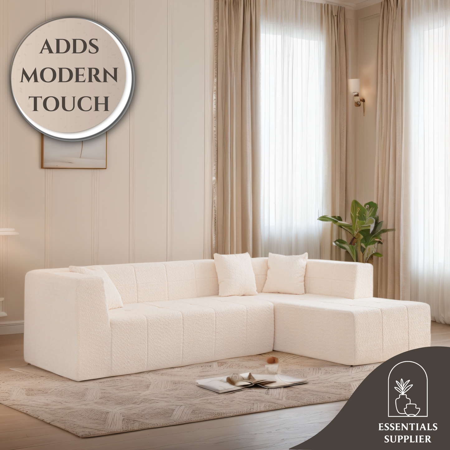 L-Shaped 105.5" Modular Sectional Sofa with Chaise