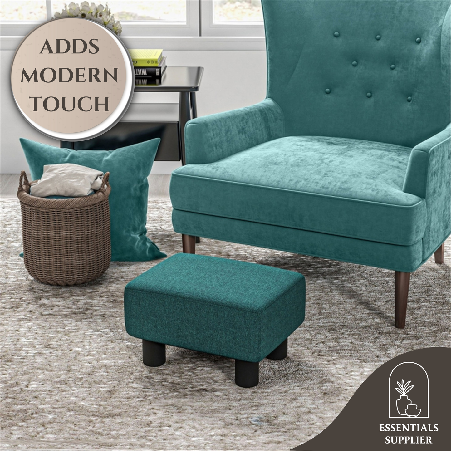 Linen Fabric Foot Rest Ottoman – Compact, Lightweight & Stylish